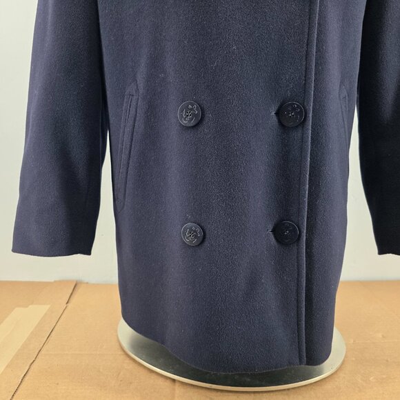 Vintage L.L. Bean Women’s Navy Wool Cashmere Blend Double-Breasted Pea Coat Size - Picture 5 of 16